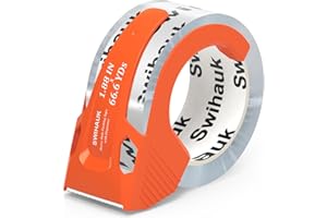 SWIHAUK Total 66.6 yd, 1 Pack 1.18 in x 66.6 yd - Heavy Duty Packing Tape with Dispenser, Bingding Tape, Clear Shipping Tape, Packaging Tape, Package Tape for Shipping Moving Storage and Mailing