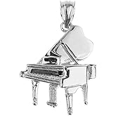 Claddagh Gold 925 Sterling Silver Music Charm Grand Piano Pendant