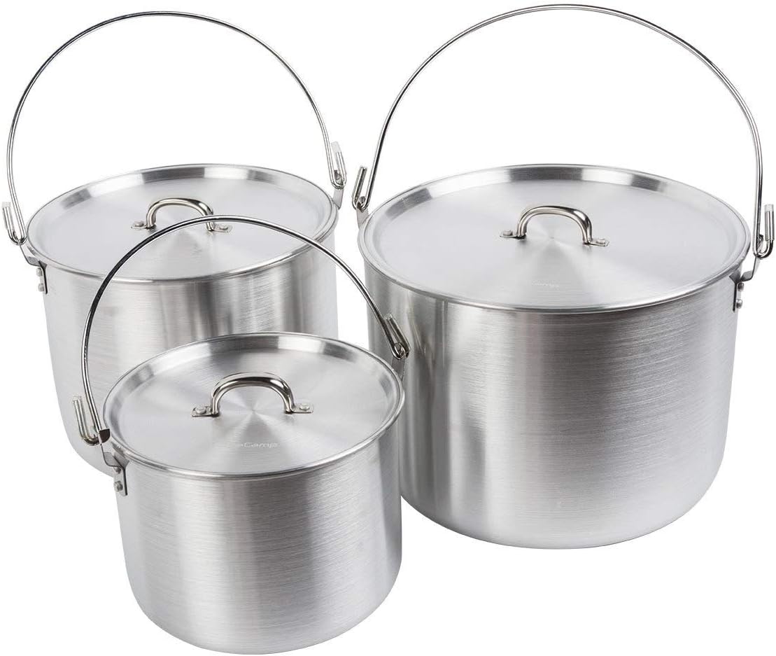 AceCamp Aluminum Cooking Pot, Camping Tribal Pot, Outdoor Picnic Cookware with Folding Handle, & Durable Cook Kit for Dinner, Backpacking, Hiking - 4/8/12 L (3 Pot Set (4/8/12 L))