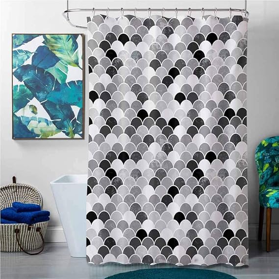 SKDSArts Cortinas de Ducha para baño de Peces morados, diseño de