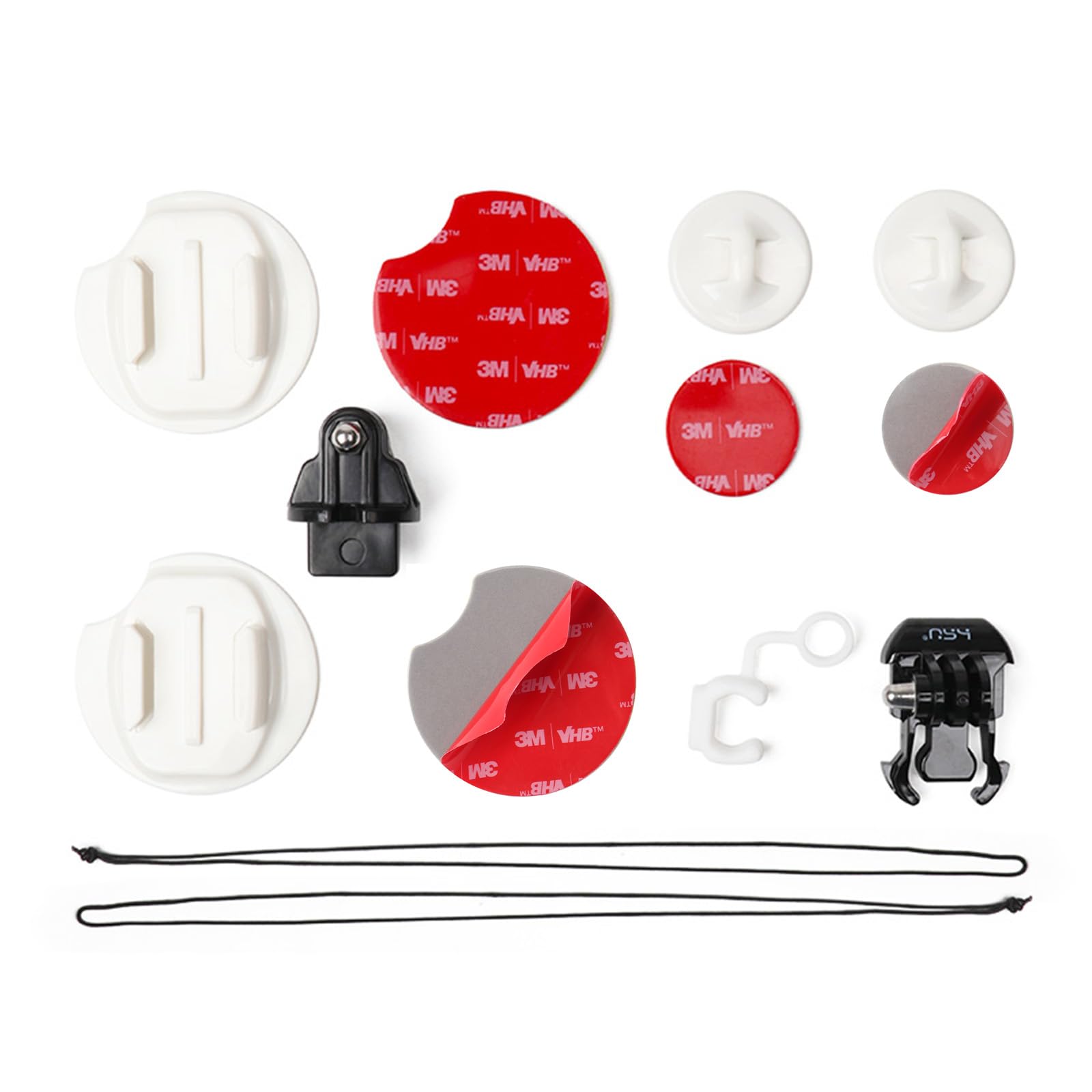 HSU Surfing Mount for GoPro, Flat Adhesive Mounts for Hero 13/12/11/10/9/8/7/6/5/4/3, Includes Security Safety Tether & Locking FCS Plug