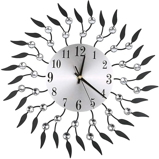 residentD Creative Living Room Decorative Metal Clock Vintage Quartz Wall Clock