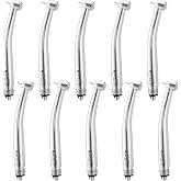 4E 4E's USA High Speed Dental Handpiece (Pack of 10): 4 Holes Coupling | Air-Driven LED Light | Coppery Finished Body | Ceramic Bearing | Trianglular Spray | Std.Head &oslash;12.6mm x H14.6mm