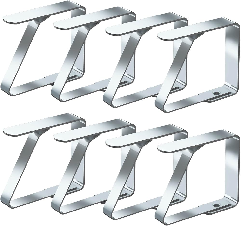 Blooven Tablecloth Clips 8 Pack Stainless Steel Table Clamp 1-3 cm Thick