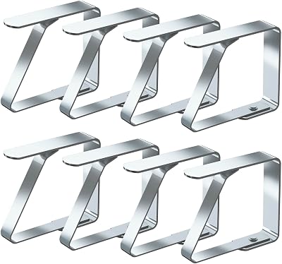 Blooven Tablecloth Clips 8 Pack Stainless Steel Table Clamp 1-3 cm Thick