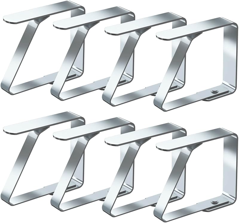 Blooven Tablecloth Clips 8 Pack Stainless Steel Table Clamp 1-3 cm Thick