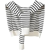 Verdusa Women's Casual Shawl Wraps Striped Knitted Knotted Shawls Scarf Cape