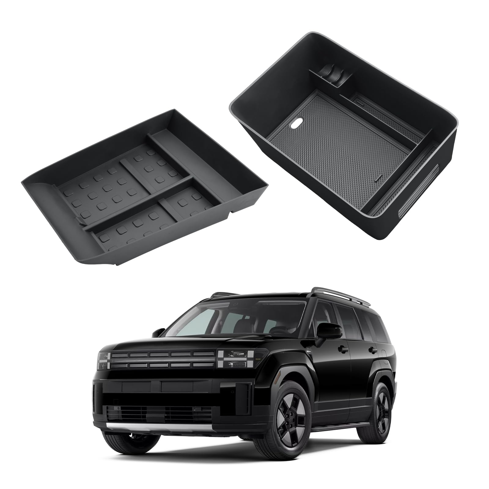 Photo 1 of 2026 Santa Fe Center Console Organizer - Center Console Organizer Tray + TPE Console Lower Organizer Tray For 2024-2026 Hyundai Santa Fe(SE/SEL/XRT/Limited/Calligraphy)/Santa Fe Hybrid Accessories