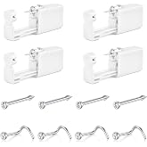 AceFun Nose Piercing Kit,4 Pack Self Nose Piercing Gun Silver Gold Disposable Safety Nose Percinging Kit with Silver Nose Rings Stud Nose Piercings Gun Kit Tool