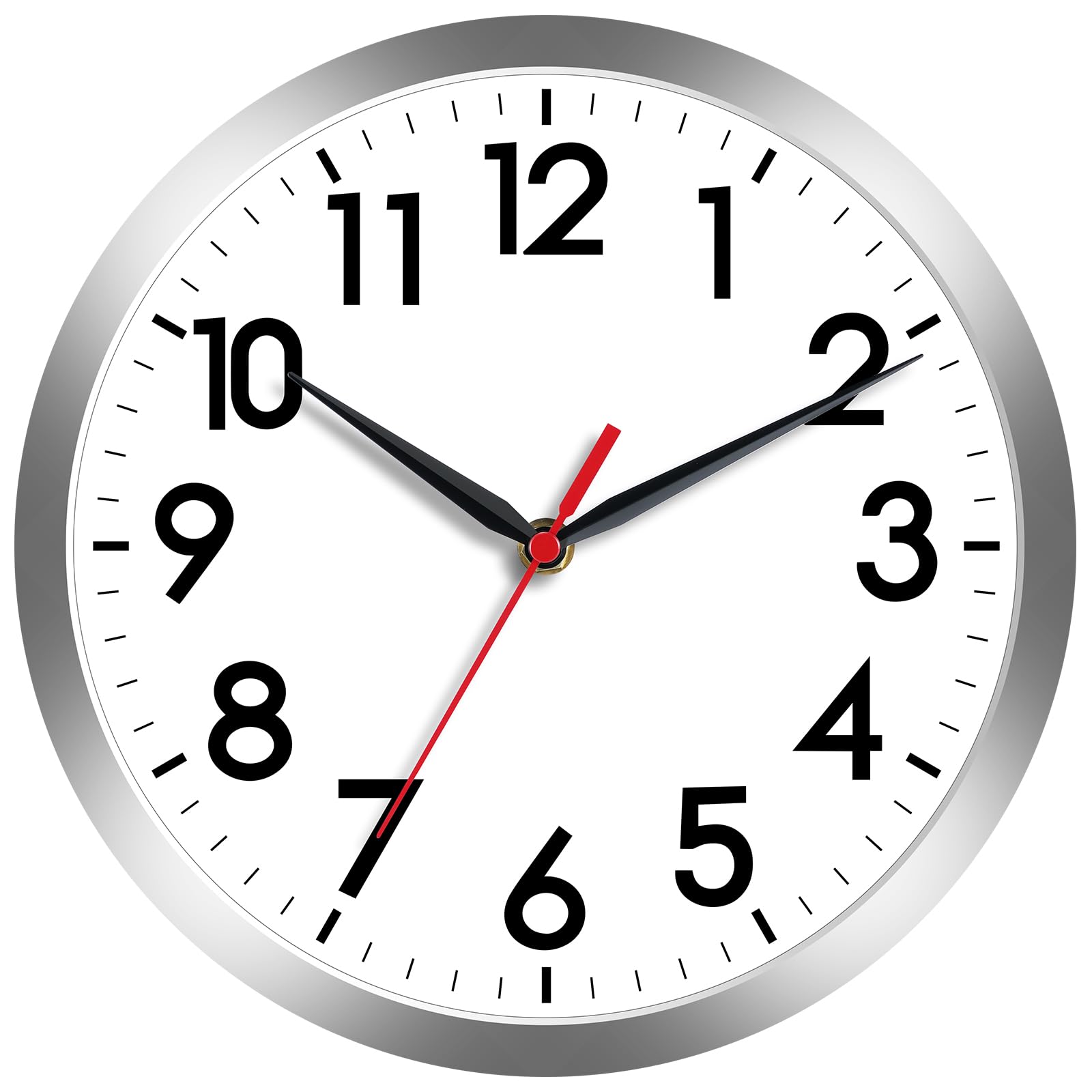 Photo 1 of AKCISOT Wall Clock, Modern Small Wall Clocks Battery Operated 8 Inch, Silent Non-Ticking Analog Classic for Office, Home, Bathroom, Kitchen, Bedroom, School(Silver)