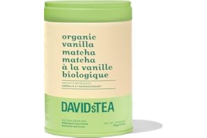 DAVIDsTEA Organic Vanilla Matcha Tea – Flavored Green Tea Powder with Natural Vanilla – Low Caffeine – 100g Iconic Tin – Smoo