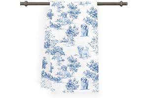 Chinoiserie Maltipoo Kitchen Towels, Maltipoo Decor Gifts for Women, Dog Mom Gifts for Women, Dog Kitchen Towels, Blue and Wh