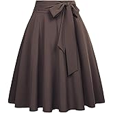 Belle Poque Women's High Waist A-Line Pockets Skirt Skater Flared Midi Skirt Vinage Skirt