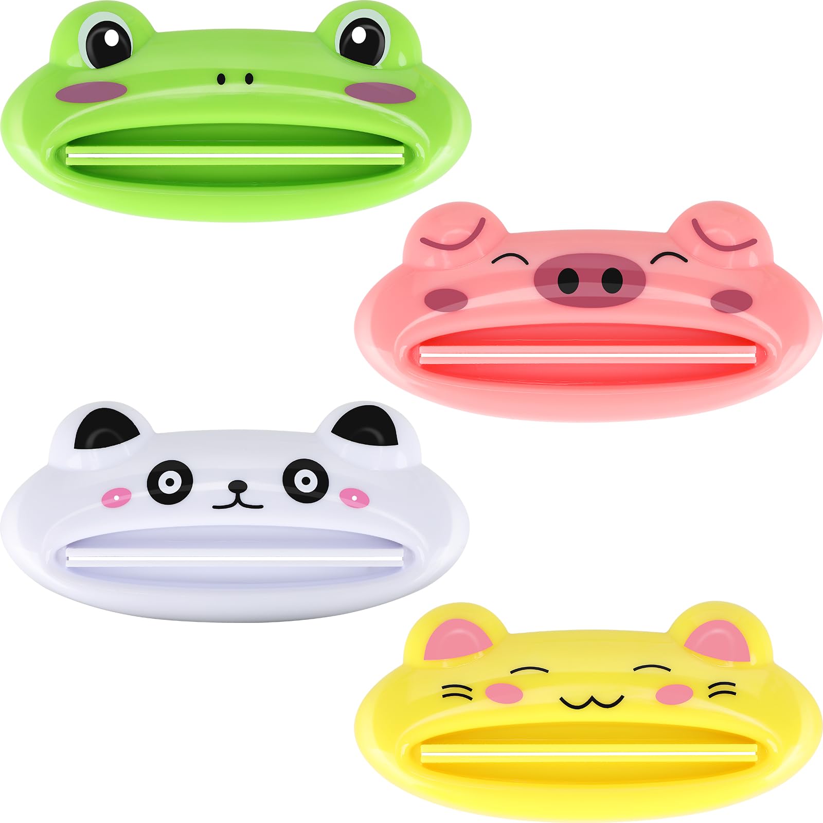 SAISN Toothpaste Squeezer, 4 Pack Tube Squeezer Cute Cartoon Animal Toothpaste Tube Dispenser Clips Plastic Toothpaste Hand Cream Squeezers for Bathroom