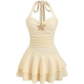 SOLY HUX Starfish Halter Summer Dresses for Women Mini Sundress Beach Dresses for Vacation