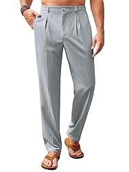 Runcati Mens Casual Pants Elastic Waist Lightweight