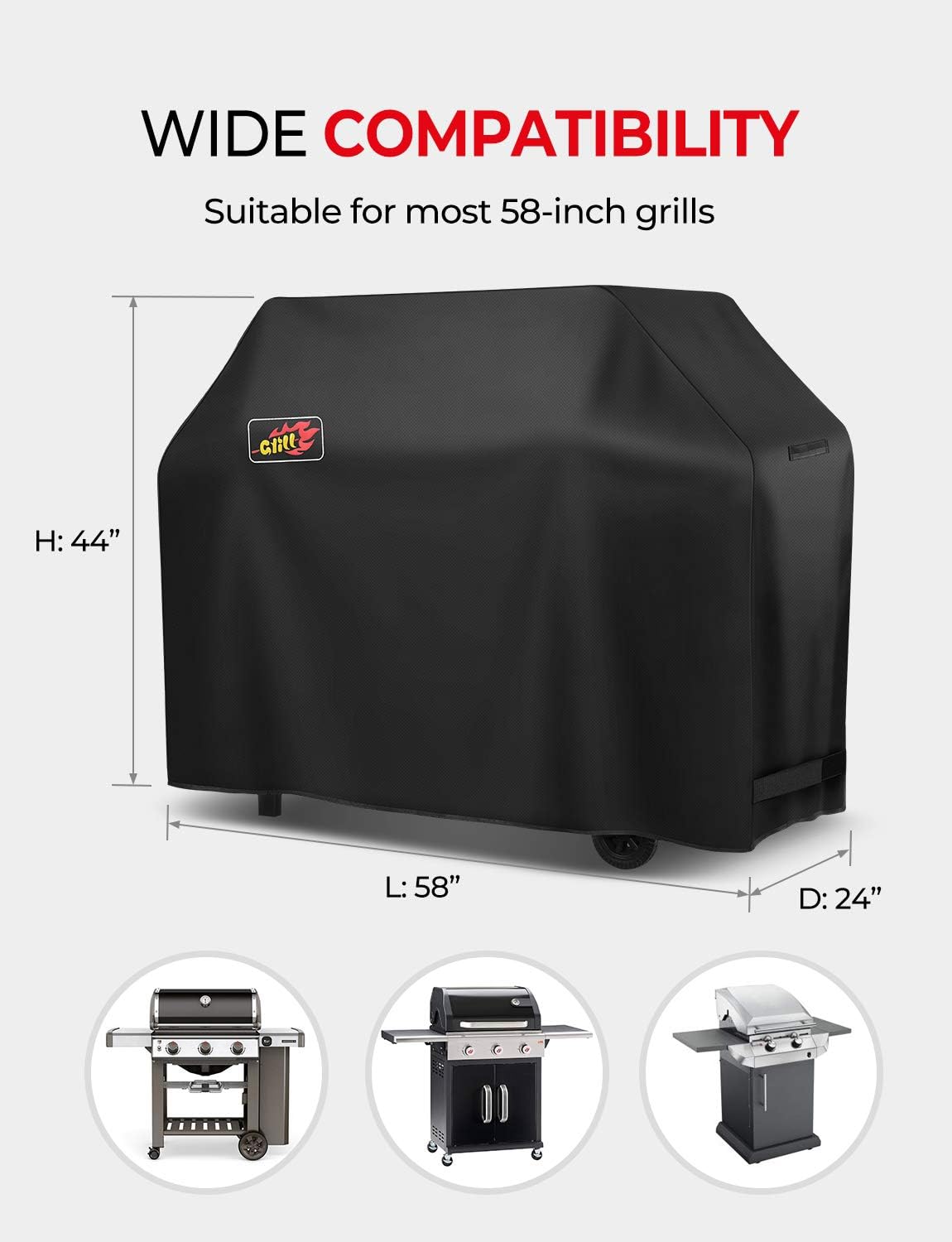 VicTsing Grill Cover, 58-Inch Waterproof BBQ Cover, 600D Heavy Duty Gas Grill Cover for weber, Brinkmann, Char Broil, Holland and Jenn Air(UV & Dust & Water Resistant, Weather Resistant, Rip Resistant) : Garden & Outdoor