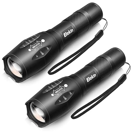 Elekin LED Taschenlampe, Taktische Taschenlampe Extrem Hell, IP65 Wasserdicht, 5 Leuchtmodi, Tragbare Flashlight fürs für Cam