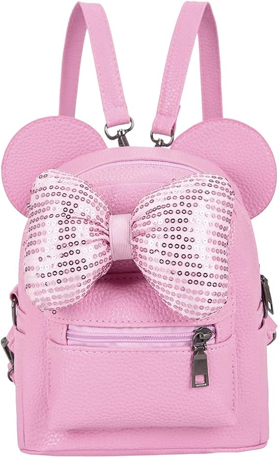 Amazon Co Jp ガールズ レディース カートゥーン マウス 耳 ポルカドット スパンコール リボン バックパック ショルダーバッグ パース 服 ファッション小物