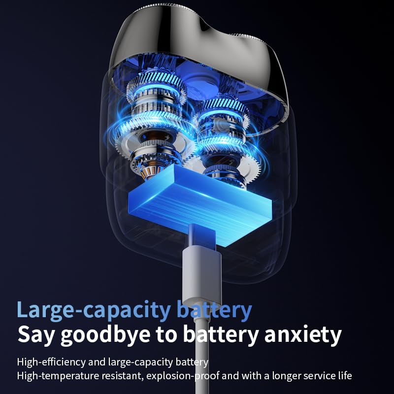 2025 Neu Rasierer Herren Elektrisch, Mini Portable Electric Shaver, IPX7 Wasserdicht Mini Trockenrasierer Herren Elektrisch mit Dual-Ring Magnetklinge für Nass- und Trockenrasierer (Silber) 7