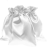 Knitial 4" x 6" White Satin Gift Bags, Jewelry Bags, Wedding Favor Drawstring Bags Baby Shower Christmas Gift Bags 50 per Pack