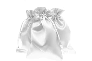 Knitial 4" x 6" White Satin Gift Bags, Jewelry Bags, Wedding Favor Drawstring Bags Baby Shower Christmas Gift Bags 50 per Pack