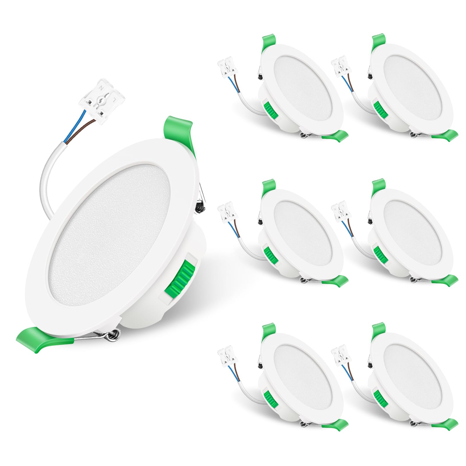ALUSSO LED Downlights Ceiling IP65 Dimmable 7W Ultra Slim LED Recessed Ceiling Lights Bathroom Spotlights, Warm White 3000K Neutral White 4000K Cool White 6500K Adjustable Spot Lights, 6 Pack