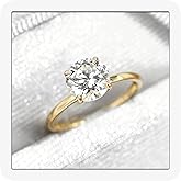 MoiuVieg Round Wedding Band for Her 14K Gold Plated 925 Sterling Silver Round Cut Solitare Cubic Zirconia Engagement Rings for Women Anniversary Promise Eternal Fashion Jewelry Size 5-9