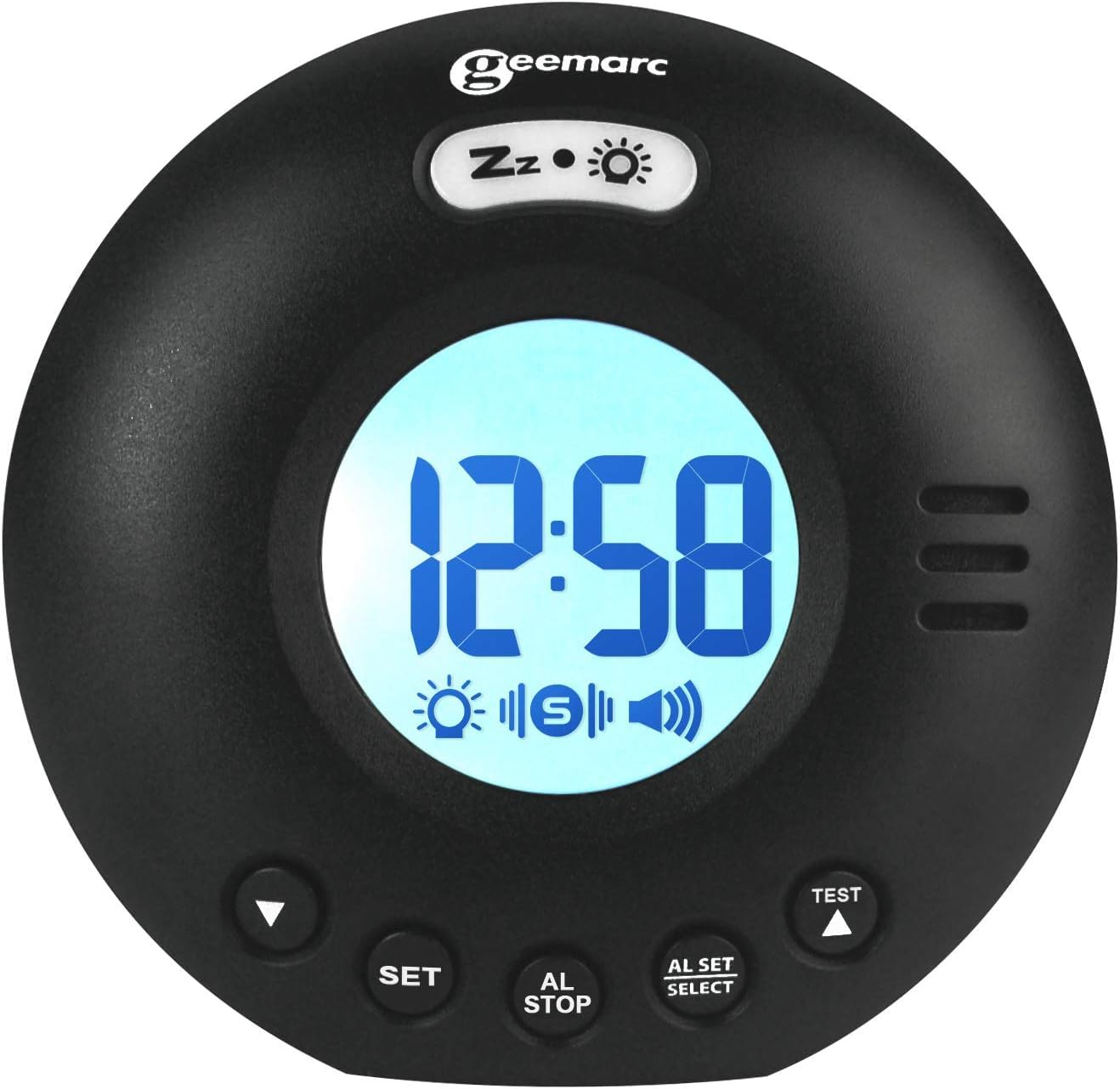 Geemarc Vibrating Travel Alarm Clock with 75dB Loud Alarm, Flashing Light and Snooze Function - The WAKE 'N' SHAKE Voyager for the Hard to Wake, Hard of Hearing and Deaf - Battery Operated (Black)