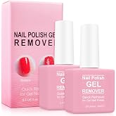 Gel Nail Polish Remover, (2PCS) Professional Gel Polish Remover for Nails, No Need for Foil, Quick &amp; Easy Polish Remover In 2-5 Minutes, 0.5 Fl Oz