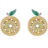 JERWLI Orange Earrings 925 Sterling Sliver Fruit Stud Earring Orange Jewelry Gifts for Women