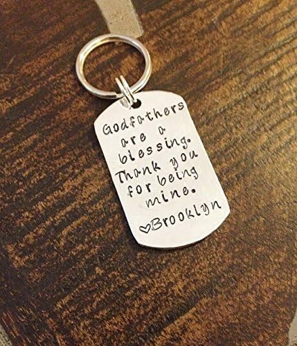 Godfather Keychain Baptism Gift Christening Keychain Handstamped Keychain Custom Keychain Godfathers Are A Blessing Gift for Godfather