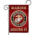 US Marine Corps Garden Flag Decor USMC Semper Fi Armed Forces Official United State Decorations Yard Military Memorabilia Banner Remembrance Wall Tapestry Retire Veteran Memorial Day Gifts Made In USA