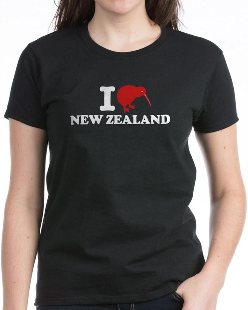 CafePress I Love New Zealand Women's Dark Cotton TShirt Amazon.co.uk