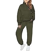 Zaclotre Girls Sweatsuit 2 Piece Outfits Fall Winter Fleece Half Zip Thumb Hole Sweatshirts and Sweatpants Joggers Set