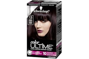 Schwarzkopf Color Ultime 1.3 Black Cherry Hair Dye, Permanent Intense Black with Diamond Brilliance, Fade-Resistant, Covers Grays, All Hair Textures