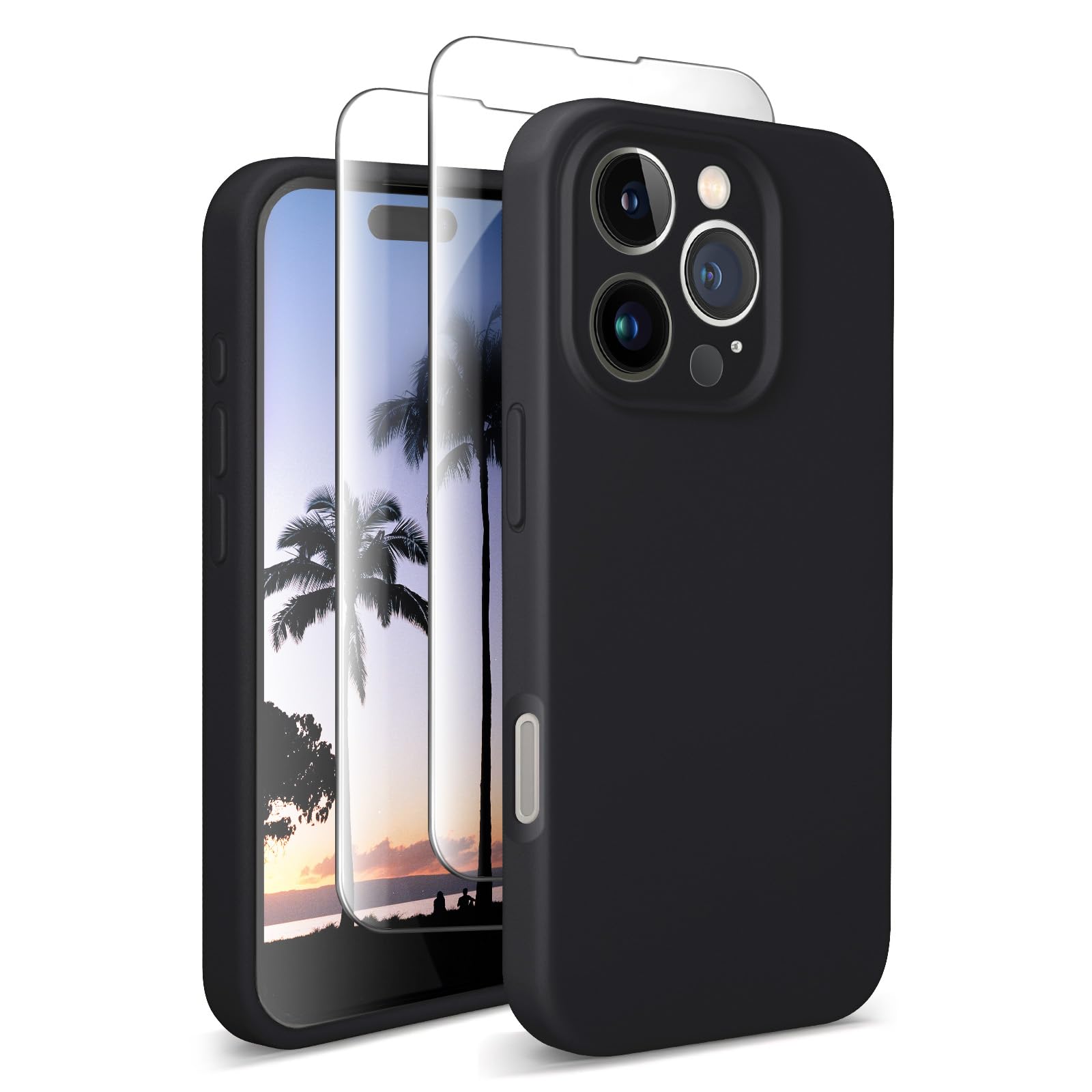 Photo 1 of SUW Compatible with iPhone 16 Pro Max Case, [Compatible with MagSafe] 6.9" Silicone Case with[2 Screen Protectors][Full Camera Protection],Soft Anti-Scratch Microfiber Lining Inside, Black