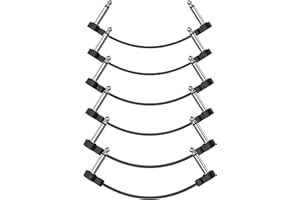 LuminologyPro 6 Pack Guitar Patch Cables, 5 Inch, 1/4" TS Right Angle Guitar Cable, Low Profile Design with Oxygen-Free Copper, Double Shielded for Pedalboard Effects, Maximize Pedal Board Space