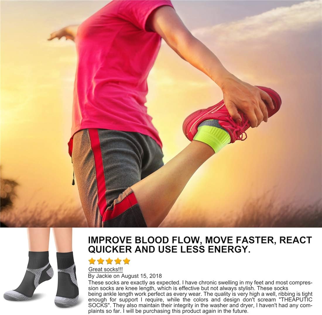 QUXIANG Compression Socks for Women & Men Circulation 3/6/7 Pairs Arch Ankle Support 15-20 mmHg Best for Running Cycling: Clothing