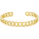 KissYan Gold Cuff Bangle Bracelets for Women, 14K Gold Plated Adjustable Open Cuff Bracelet Flat Hollow Butterfly Cubic Zirconia Gift