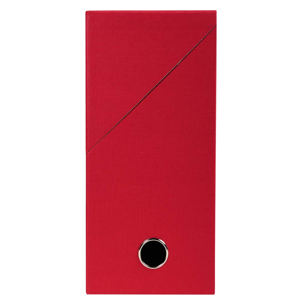 Exacompta - Ref 89425E - Canvas Transfer Box - 250 x 330mm in Size, Suitable for Storing A4 Documents, 120mm Spine, Metal Finger Hole, Spine Label - Red