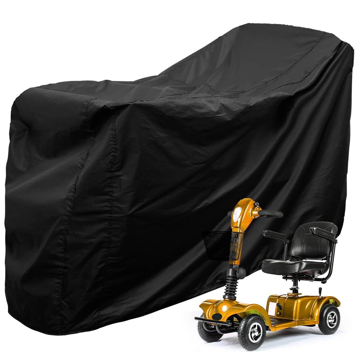 Heavy Duty Mobility Scooter Cover with Storage Bag, 190D Oxford Waterproof Anti-uv Wheelchair Storage Cover Anti Dust Motorbike Protect Cover for Most Mobility Scooter (190 * 71 * 117cm)