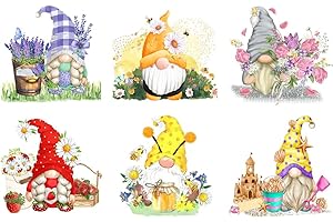 TIWABB Gnome Cross Stitch Kits for Adults - 6 Pack Stamped Crossstitching Kits Preprinted 11 Count Cross-Stitch Kit for Beginner, 11CT Prestamped Easy Pattern Needlepoint Kits Crafts for Decor 11.8x11.8inch