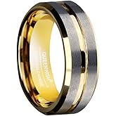 QUEENWISH 8mm Tungsten Carbide Ring Gold Silver Two Tone Wedding Engagement Band For Couples Bridal Jewelry