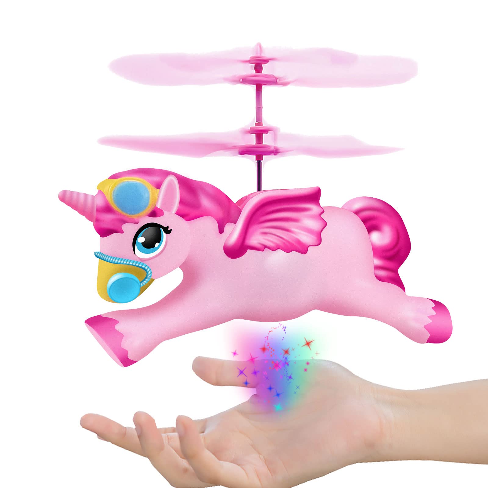 Girl Unicorn Flying toys -Flying Fairy Drone for Girls Rechargeable Flying Horse Helicopter Flying Ball with Remote & Lighting Toys for Kids Age 6-8 9-14 Years and Up