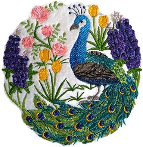 Nature Weaved in Threads, Amazing Birds Kingdom [Peacock Scene] [Custom and Unique] Embroidered Iron on/Sew Patch [6.82" *5"] [Made in USA]