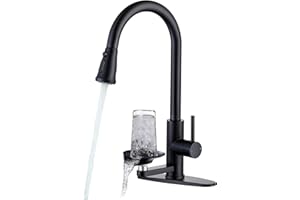 COXOVAY Pull Down Kitchen Faucet with Glass Rinser Single Handle Kitchen Sink Faucet with Pull Out Sprayer, Glass Rinser Fauc