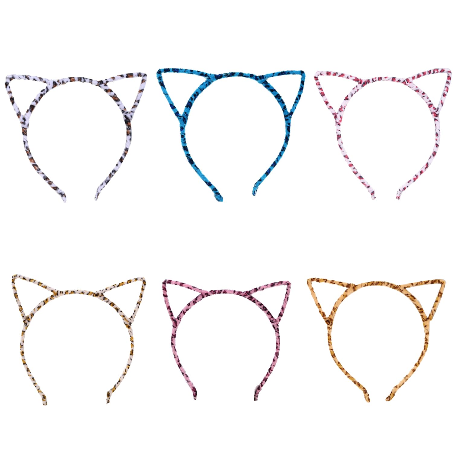 BORFUE 6pcs Cat Ears Headband Cute Leopard Print Animal Ear Headband Leopard Ears Adult Cosplay Fancy Dress Up Party Head Wear