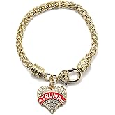 Inspired Silver - Gold Pave Heart Charm Bracelet with Cubic Zirconia Jewelry
