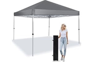 LANMOUNTAIN Pop Up Canopy 8X8 FT,Portable Sun Instant Shelter w/Backpack Bag,Waterproof,Adjustable Straight Leg Heights Canopies,Outdoor Tents for Parties,Camping,Commercial Event,Grey